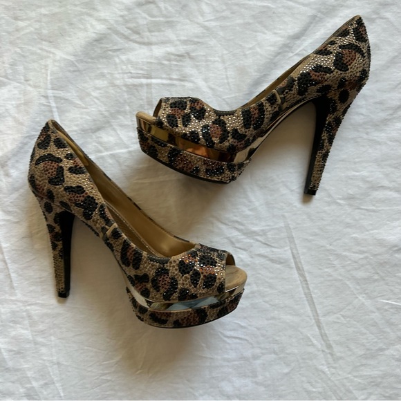 gianni bini platform leopard print heels size 9 - Picture 9 of 10
